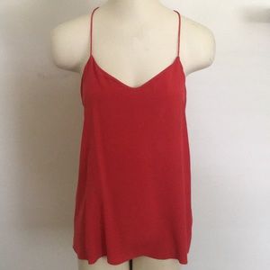Tibi red silk tank